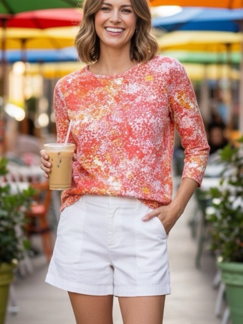 J. McLaughlin Signature Catalina Cloth Med 3/4 sleeve top